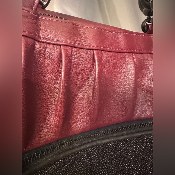 Khirma Eliazov Cha Cha Handbag | Burgundy Supple Leather Lots of Pockets! - Picture 13 of 16